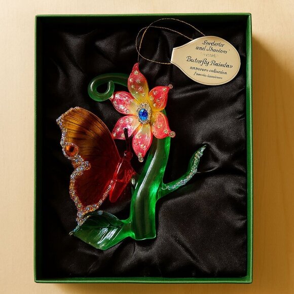 Vintage Ashton Drake Heirloom Butterfly Sunlight and Shadows Glass Ornament - Picture 1 of 16